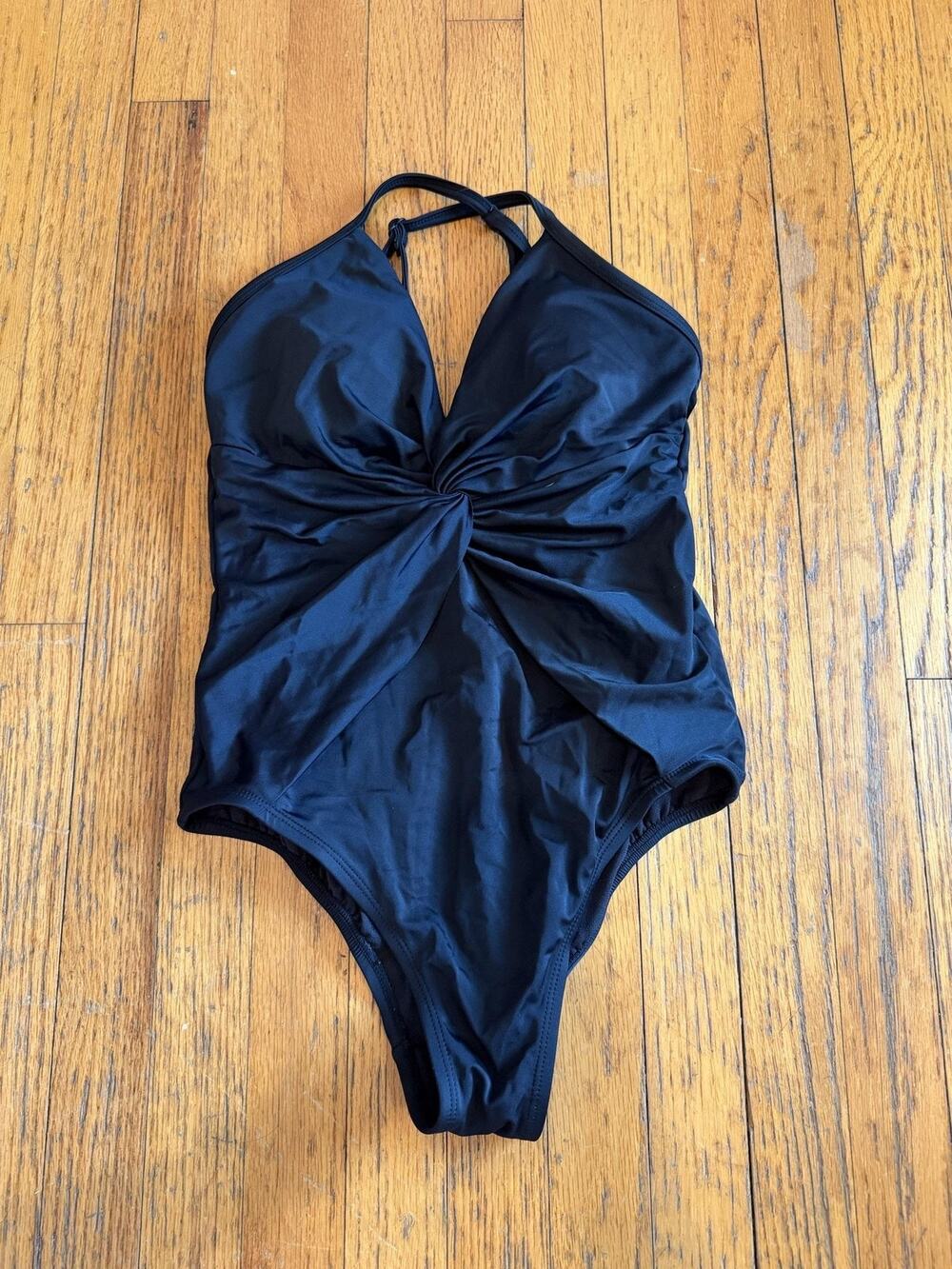 Time And Tru Blk One Piece Halter Swimsuit Womens M(8-10)